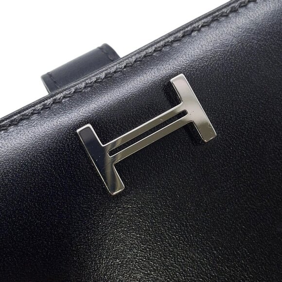 HERMES Bean compact Box Calf Leather Black - Picture 6 of 13